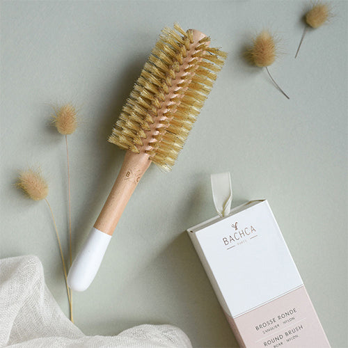 Brosse ronde poils de sanglier - BACHCA - Odessence - Accessoire - Cheveux - Beauté naturelle - Institut - Bordeaux