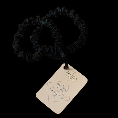 LOT DE 2 CHOUCHOUS EN SOIE NOIRE BACHCA